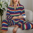 thumbnail image 6 of Kdxio Mexican Blanket stripes Women's Pajama Sets Long Sleeve Button Down Sleepwear Nightwear Soft Pjs Lounge Sets(S-XXL)-X-Large, 6 of 7