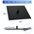 thumbnail image 2 of 10 Inch Matte Black Rain Shower Head Modern Ultra-Thin Square Stainless Steel Bathroom Shower Head, Adjustable Angle, 2 of 9