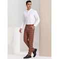 thumbnail image 4 of Pantalones de vestir a cuadros Lars Amadeus formales Cafe Blanco S, 4 of 6