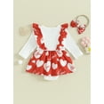 thumbnail image 4 of Cenuakty Infant Girls Valentine's Day Romper Dress, Heart Print Long Sleeve Ruffled Jumpsuit + Bow Headband, 4 of 9