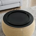 thumbnail image 6 of 2-Pieces Circular Storage Ottoman, Multifunctional Woven Rattan Ottoman Style with Wooden Lid,  for Living Rooms, Study Room, Bedroom, Natural, 6 of 9