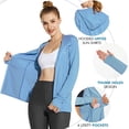 thumbnail image 6 of BALEAF Women's Zip Up Sun Shirts SPF UPF 50+ Cooling Hooded Jackets Hiking Thumb Holes Quick Dry Outdoor Blue M, 6 of 7