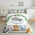 thumbnail image 2 of Feelyou Cute Sleeping Raccoon Queen Comforter Set for Child, Kawaii Hippo Elephant Bedding Sets, Jungle Animal Party Reversible Bedding Comforter Set, Luxury Bedroom Decor, 3 Pieces, 2 of 8