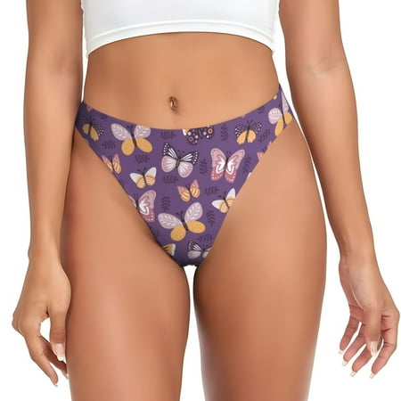 Rateoe Butterflies And Floral Pattern Seamless Women Underwear Thongs No Show Ladies Thong No Line Breathable Comfortable Panties Undies for Women-4X-Large