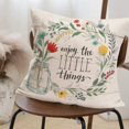 thumbnail image 2 of Garland Throw Pillow Covers Rustic Flower Floral Farmhouse Pillows Cushion Cover&nbsp;Inspirational Quote Home Decorative Pillow Case Set of 4 Cotton Linen Outdoor (Garland Words 4PCS, 18"X18"), 2 of 5