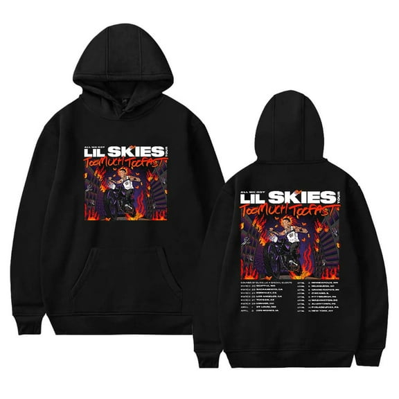 Lil Skies Too Much Too Fast Tour 2025 Merch Hoodies Women Men Casual Long Sleeve Sweatshirt Fashion Clothes