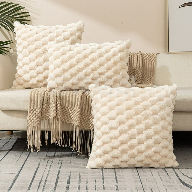Nilvkv Weaving Snowflake Velvet Solid Color Pillow Office Sofa Lumbar Support Pillow Bedside Support Pillowcase Cushion