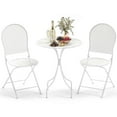 thumbnail image 2 of Costway Ensemble Bistro en Métal 3 Pcs Table Ronde et 2 Chaises Pliantes avec Motif Aspect Rotin Blanc, 2 of 10