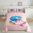 thumbnail image 2 of Manfei Initial Letter S Bedding Comforter Set,Cute Axolotl Salamander Twin Comforter Sets,Pink Ocean Animal Bedding Set For Girl,Breathable Bedroom Decoration Reversible,2-Piece, 2 of 8
