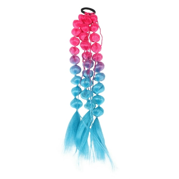 Extensiones de cabello de colores Extensiones de cabello de burbujas ligeras Extensión de cola de caballo con lazo para el cabello Accesorios para el día del cabello loco para niñas y niños