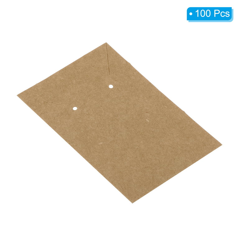 Uxcell 2.5 x 3.5 Earring Display Card Necklace Card Holder Blank Paper  Tags Earring Card, Brown 100 Pack 
