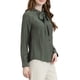 thumbnail image 4 of CAMISA DE MODA DE MUJER CON LAZO EN EL CUELLO Y MANGAS LARGAS, DECORACIÓN DE BOTONES, M GRIS VERDE, 4 of 7