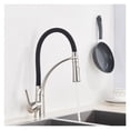 thumbnail image 2 of Mitigeur de Cuisine en Caoutchouc Nickel Brossé Rotation Robinet Pulvérisateur à Jet Rétractable Robinet d'Eau Chaude Froide une Poignée Robinet de Cuisine, Installation Sans Effort, 2 of 7