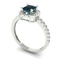thumbnail image 2 of Halo Engagement Ring for Women - 0.89ct Natural London Blue Topaz in 18K White Gold Promise Ring, 2 of 6