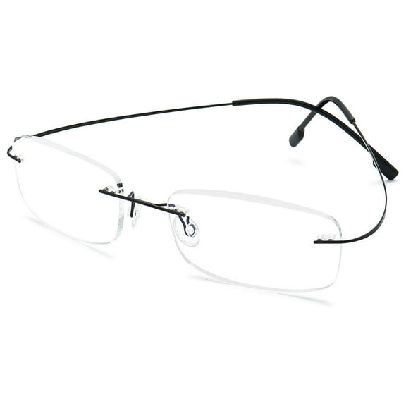 KOOSUFA Rimless Titanium Reading Glasses  3.50 Super Lightweight Eyeglasses Readers Frameless Eyewear for Men Women Black