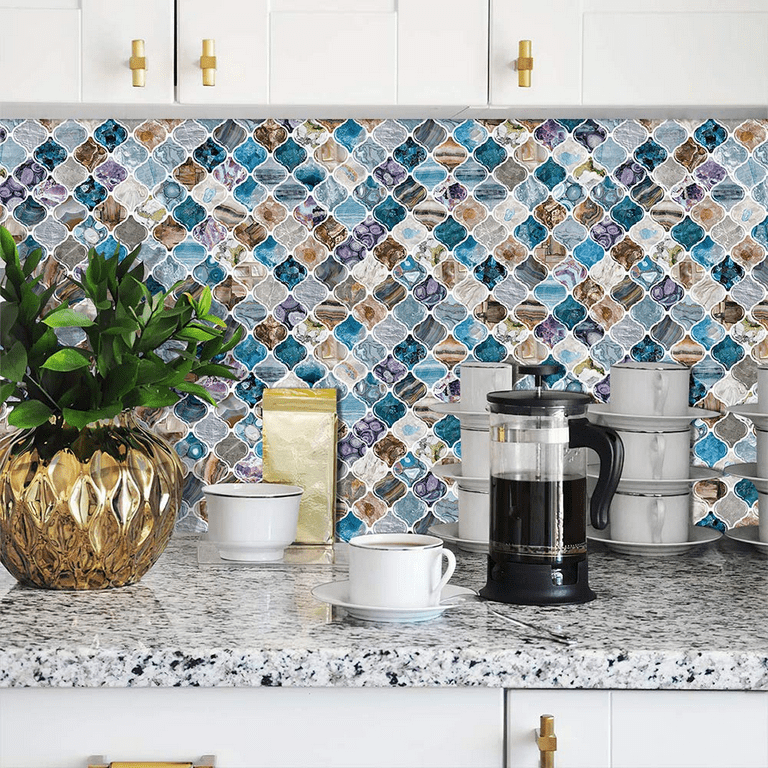 STICKGOO Arabesque Tile Peel and Stick Backsplash 12 X12 Self Adhesive Wall Tiles Pack of 10