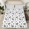 thumbnail image 2 of Feelyou Modern Fashion Ribbon Full Size Sheets for Girl, Black Butterfly Bed Sheets, Cartoon Stars Print Sheet Sets, Luxury Bedroom Decor, 4-Piece, 2 of 7