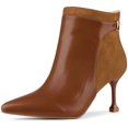 thumbnail image 1 of BLISSFUL STEP Women's Pointed Toe Side Zip Stiletto Heel Ankle Boot Brown 9.5, 1 of 7