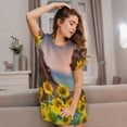 thumbnail image 3 of Fotbe Horse Sunflowers Pattern Women's Cotton Nightgown Sleepwear Short Sleeves Shirt Casual Print Sleepdress, 3 of 6