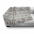 thumbnail image 3 of Tribal Soft Flannel Fleece Throw Blanket, Paisley Patterns in Native in Mixed Pattern Floral Design, Cozy Plush for Indoor and Outdoor Use, 70" x 90", Cream Aqua and Coral, by Ambesonne, 3 of 6