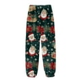 thumbnail image 4 of Women's Christmas Print Cuffed Ankle Pants, Casual Pajama Style, Dark Green, Size XL, 4 of 6