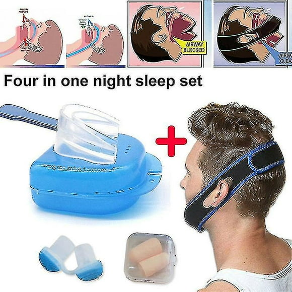 Sleep Apnea Night Guard Kit Stop Snoring Mouth Piece+anti Snore Chin Strap Belt