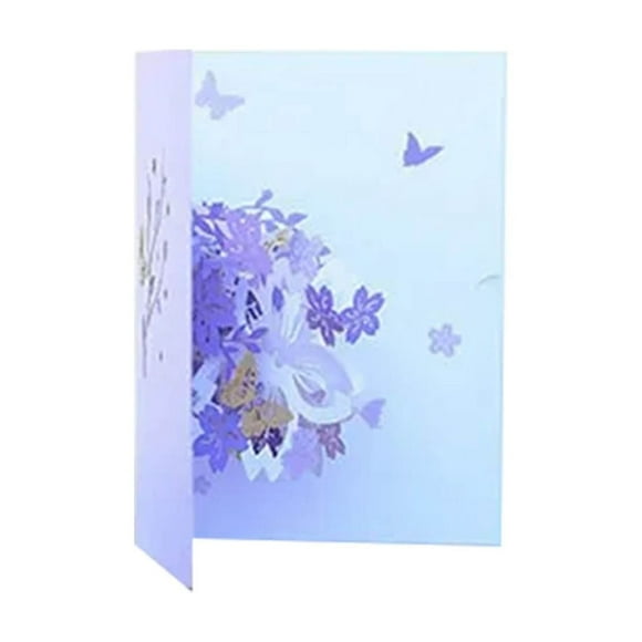 Color Printing Cherry Flower Three Greeting Card Hollow Paper Carving Purple Cherry Flower Blessing Greeting Card Happy Birthday for Her Small Thank You Cards Note Cards 4x6 with Envelopes Ice Cards