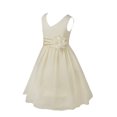 thumbnail image 2 of Manyakai Kids Sleeveless Flower Girl Dress V-Neck Ruched Chiffon Wedding Party Formal Ball Gown Cream 14, 2 of 7