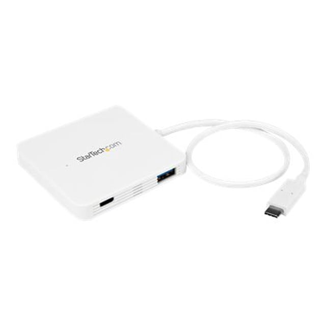 StarTech.com USB-C Hub – Alimenté – Blanc – 3 Ports USB-C vers USB-A (3X) et GbE RJ45 (1x) – USB vers Ethernet – Expandeur de Port USB (HB30C3APDW)