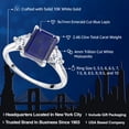thumbnail image 2 of Gem Stone King 10K White Gold Blue Lapis and White Moissanite 3 Stone Engagement Ring for Women (2.46 Cttw, Emerald Cut 9X7MM, Gemstone Birthstone, Size 5.5), 2 of 4