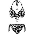 thumbnail image 3 of NICKSUN Women's Halter Padded Top Tie Side Bottom Swimsuit Cow Print 2 Piece Plus Size Bikini Bathing Suits, 3 of 5