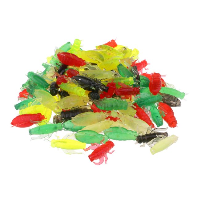 100 Uds Cebo de Grillo para Pesca, Señuelo Suave, Señuelos Ligeros para , Señuelos Artificiales Portátiles para Agua Dulce Y Salada Macarena Cebo para insectos grillo