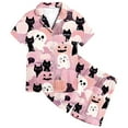 thumbnail image 3 of Satin Pajamas for Boys Girls Button Down Pajamas Set Classic Loungewear Halloween prints Kid Sleepwear Size 10-11 Years, 3 of 3