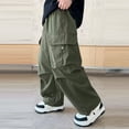 thumbnail image 5 of EnJoCho Boys Baggy Cargo Pants Elastic Waist Drawstring Cuff Pockets Wide Leg Athletic Pants Open Bottom Trousers Y2𝗄 Streetwear Boys Athletic Cargo Pants for Back -to-School, 5 of 9