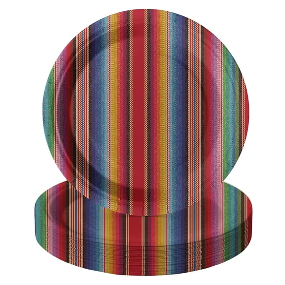 Horaldaily 40Pcs Halloween Paper Plates, Halloween AFN1Day of Cinco De Mayo Fiesta Colorful Stripes Plates for Party Birthday Holiday Dinner Event Disposable Tableware Supplies Decor, 9lnch