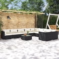 thumbnail image 1 of vidaXL 10 Piece Garden Lounge Set with Cushions Poly Rattan Black, 1 of 5