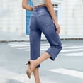 thumbnail image 7 of DeHolifer Jeans Capris Pants for Women Trendy High Waisted Stretchy Baggy Cropped Denim Pants with Pockets Blue L, 7 of 7