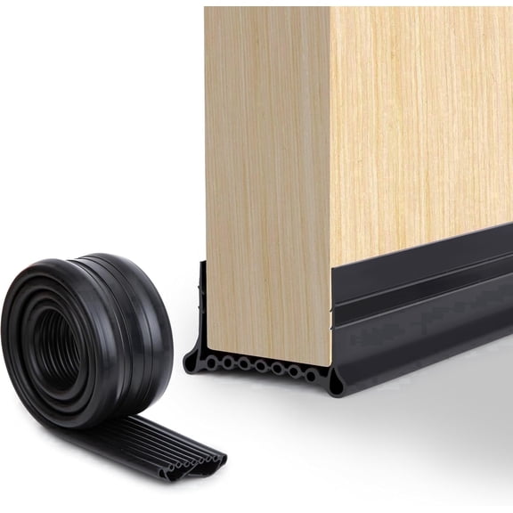 YOUSHARES Under Door Draft Stopper - Strong Adhesive Seal Blocker, Soundproof Sweep, Weather Stripping, Noise Insulator for Bottom of Door(Black)