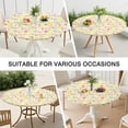 thumbnail image 7 of Pioneer Flower Floral Print Pattern Round Fitted Tablecloth with Elastic Edge,Dining Table Cover Waterproof,Outdoor Round Tablecloth for Camping,Dining,Indoor and Outdoor, 7 of 7