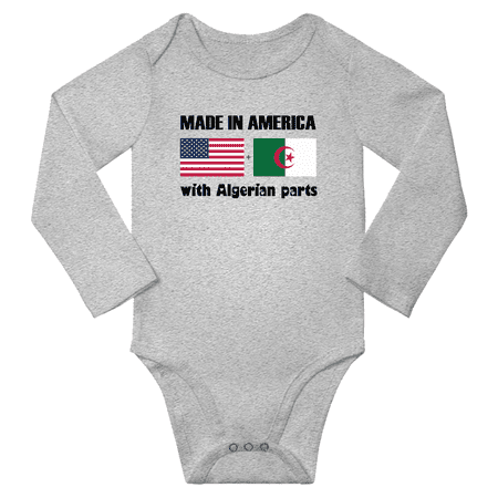 

Made in America With Algerian Parts Baby Long Sleeve Bodysuit (Gray 6 Months)