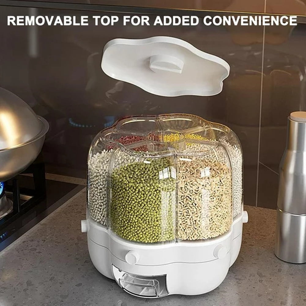 TEAFIRST Cereal Dispenser Container, Rice Dispenser Storage Container for Kitchen, BPA-free, White