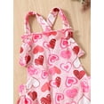 thumbnail image 6 of Arvbitana Toddler Baby Girls Valentine's Day Overalls Sleeveless Heart Printed Suspender Flared Trousers Casual Loose Cute Jumpsuit 6M-4T, 6 of 9