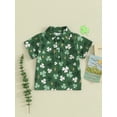 thumbnail image 2 of Suealasg Kids Boys Easter Clothes Little Boys Short Sleeve Bunny Shamrock Print Shirt Summer Easter Holiday Tops 1-6 Years, 2 of 9