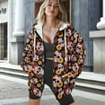 thumbnail image 2 of Yuyamidu Womens Zip Up Hoodies Sugar Skull Hoodie Oversized Sweatshirt for Women Plus Size Zip Up Hoodie Plus Size Oversized Sweatshirt with Pockets 2XL, 2 of 8