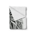 thumbnail image 2 of Lion Soft Flannel Fleece Throw Blanket, Wilderness Savannah Animal with Boho Mane Made from Leaves Illustration, Cozy Plush for Indoor and Outdoor Use, 50" x 70", Black and White, by Ambesonne, 2 of 5