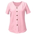 thumbnail image 6 of Womens Tops Short Sleeve Summer Tops For Women Casual Round Neck Loose Single Breasted Womens T Shirts, 6 of 6