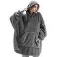 thumbnail image 2 of Oversized Blanket Hoodie Sweatshirt, Wearable Lounging Pullover for Adults Women Men Dark Gray One size, 2 of 8