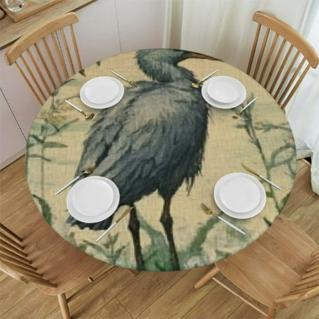 

Sheronv Birds Plants Field Round Table Cover Stain Resistant Washable Indoor Outdoor Tablecloth Kitchen Dining Wedding Parties 100% Polyester Waterproof Fabric 46 -50