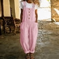 thumbnail image 3 of Bloomae Womens Casual Adjustable Bib Overalls Loose Fit One Piece Classic Cuffed Roll Hem Jumpsuits Vintage Cross Back Romper Pants with Pockets, 3 of 6