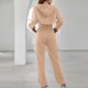 thumbnail image 4 of Traje deportivo con capucha de 3 piezas, abrigo con cordón, chaleco ajustado, pantalones con puños ceñidos, traje deportivo elástico suave, albaricoque S, 4 of 6